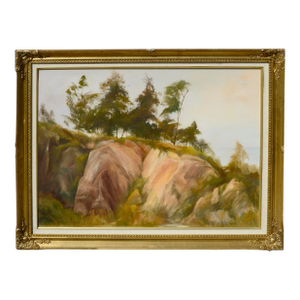 Trees at the Top of the Big Sur Coastal Bluffs Landscape - Oil on Artists Board by Kenneth Lucas
