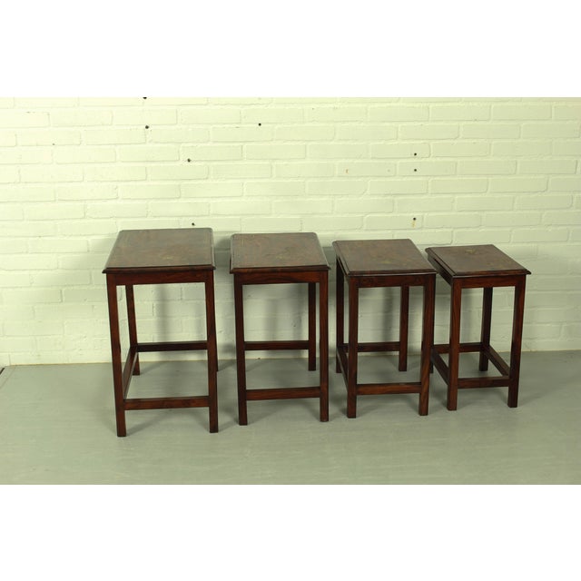 Italian Rosewood Nesting Tables with Copper Inlay, 1950s, Set of 4 For Sale - Image 11 of 12