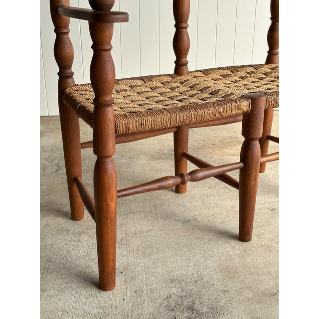 Vintage Double Bench With Woven Cord Seat, C. 1950 For Sale - Image 11 of 18