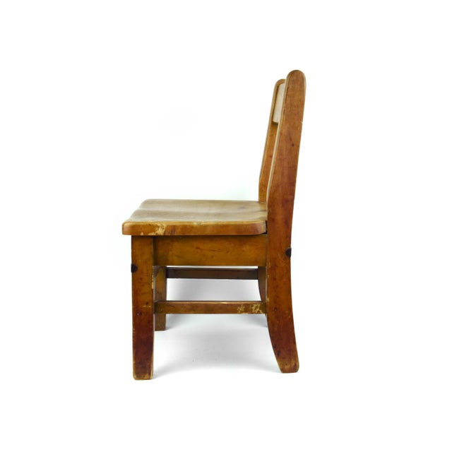 American Early 20th Century Solid Wood Schoolhouse Child Chair With Ladder Back Style For Sale - Image 3 of 13