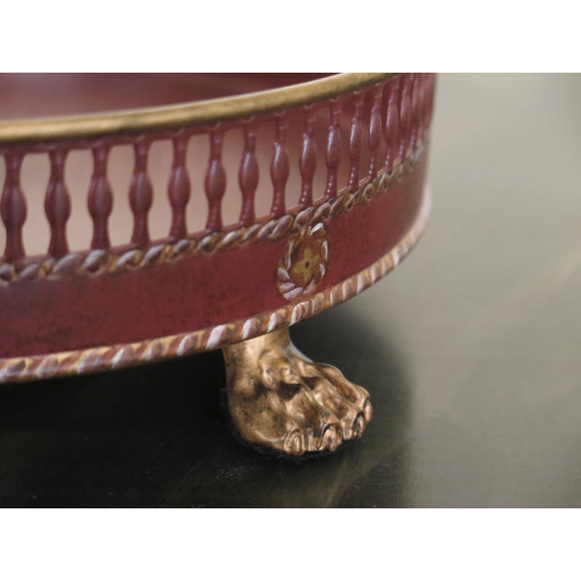 1990s Regency Style Red Toleware Decorative Desk or Table Lamp For Sale - Image 4 of 13