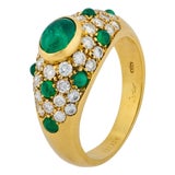 1990s Cartier Emerald Diamond 18k Yellow Gold Ring, Size 7 For Sale
