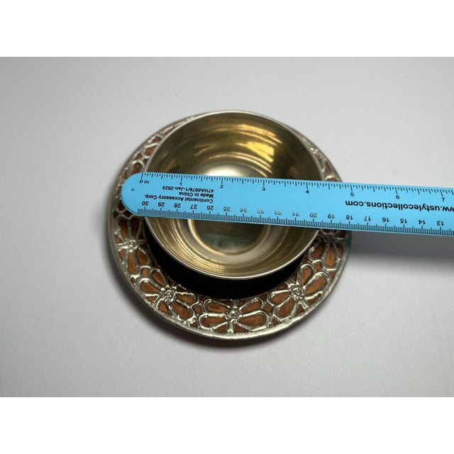 1920s Persian Silver-on-Copper "Ghalamzani" Bowl & Plate Set (8 Pieces) For Sale - Image 9 of 10