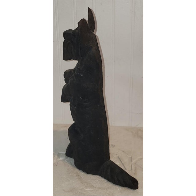 Folk Art 19th Century Cast Iron Scottie Dog Door Stop For Sale - Image 3 of 5