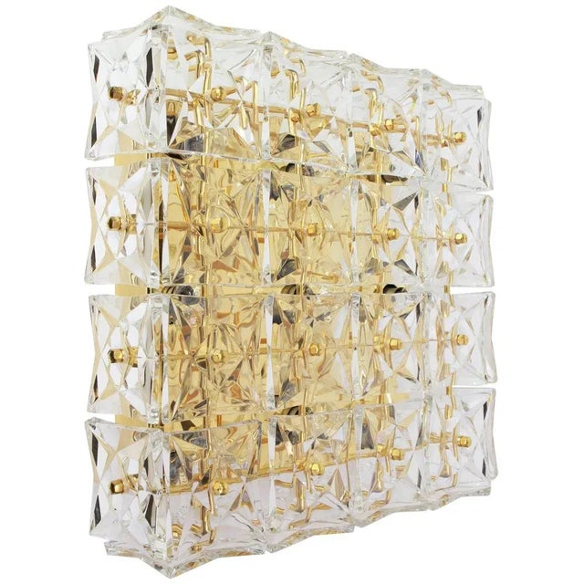 Large German Flush Mount Faceted Crystal Light Fixture by Kinkeldey, 1970s For Sale - Image 9 of 9