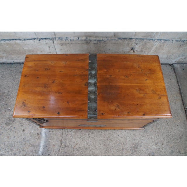 American Pine Campaign Style Banded Stacking Swivel Top Blanket Chest Storage Trunk For Sale - Image 12 of 12