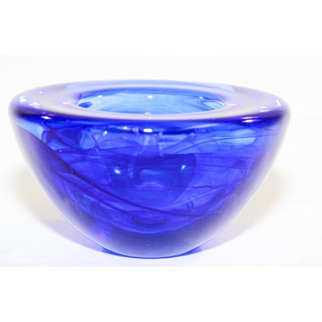 Anna Ehrner Kosta Boda Royal Blue Crystal Candle Holder by Anna Ehrner, 1990's For Sale - Image 4 of 11