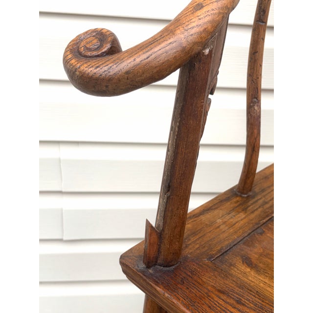 Pair Fine Antique Carved Chinese Horseshoe Lounge Chairs For Sale - Image 12 of 12