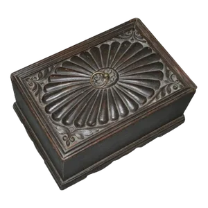 Vintage Rustic Carved Compartment Box