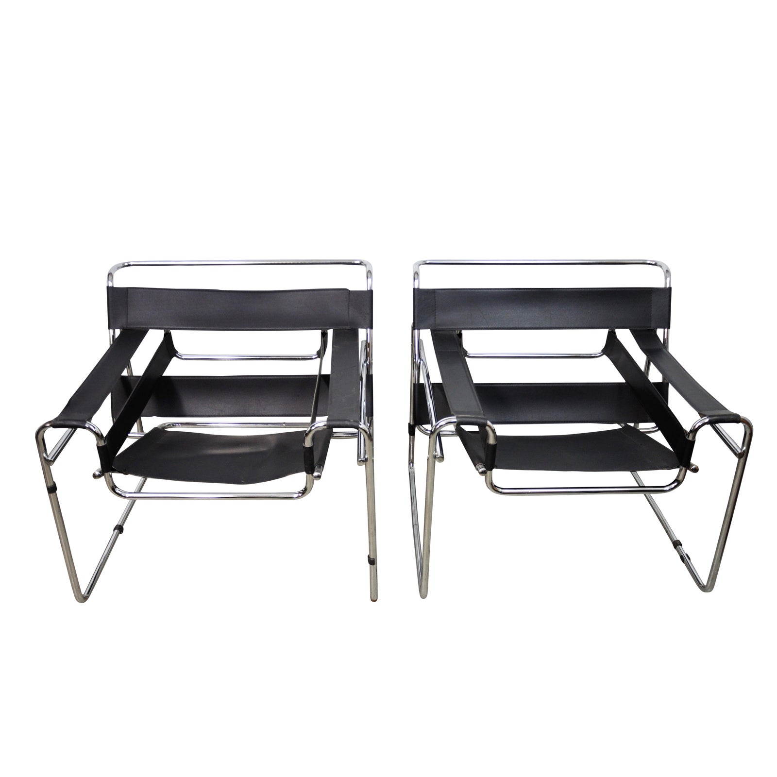 Pair of Marcel Breuer Wassily Chairs, Black Leather | Chairish