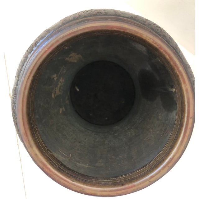 Bronze Japanese Bronze Vase Antique Chinese Asian Cicada Pattern 9 Inch Large For Sale - Image 8 of 9