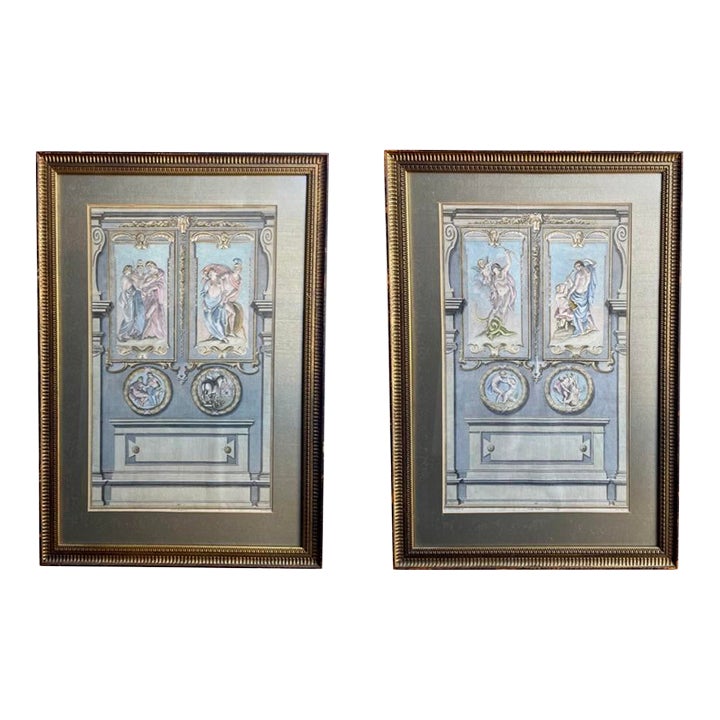 Antique Italian HandPainted Original Etchings, Pair Chairish