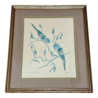 Large Vintage Framed “Blue Bonnet” Parrots Framed Fine Art Print For Sale