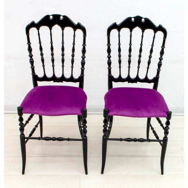 Mid-Century Modern Set of Mid-Century Italian Chiavari Dining Chairs by Giuseppe Descalzi, 1950s For Sale - Image 3 of 9