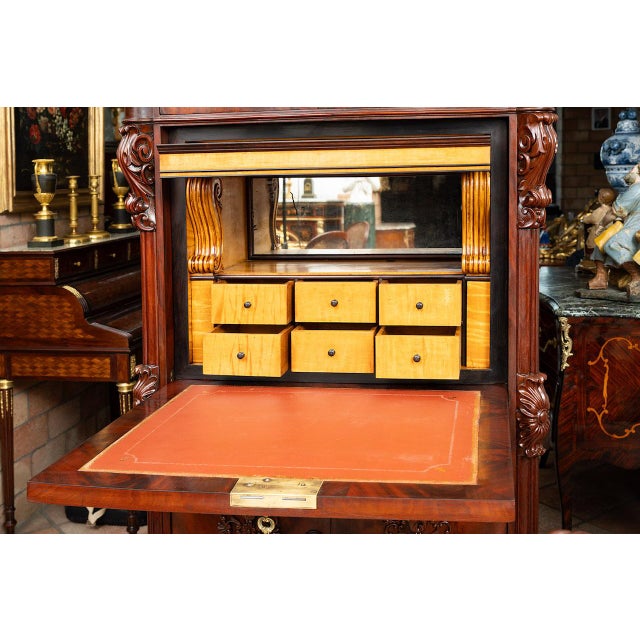 Antique 19th Century Louis Philippe Neapolitan Mahogany Secretary Desk For Sale - Image 4 of 11