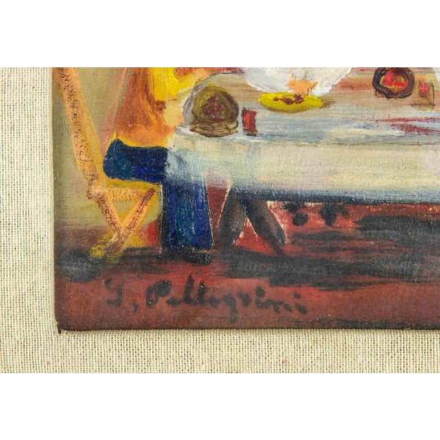 Sirio Pellegrini, In the Tavern, Oil on Canvas, 1969 For Sale - Image 4 of 5