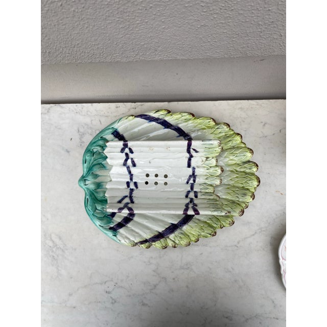 1900 - 1909 German Majolica Asparagus Platter Circa 1900 For Sale - Image 5 of 7