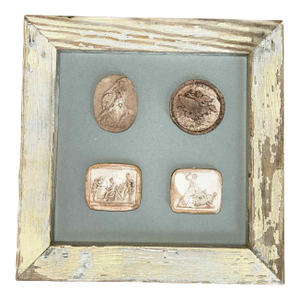 Antique Italian Grand Tour Style 4 Intaglios in 1880s Pine Frame