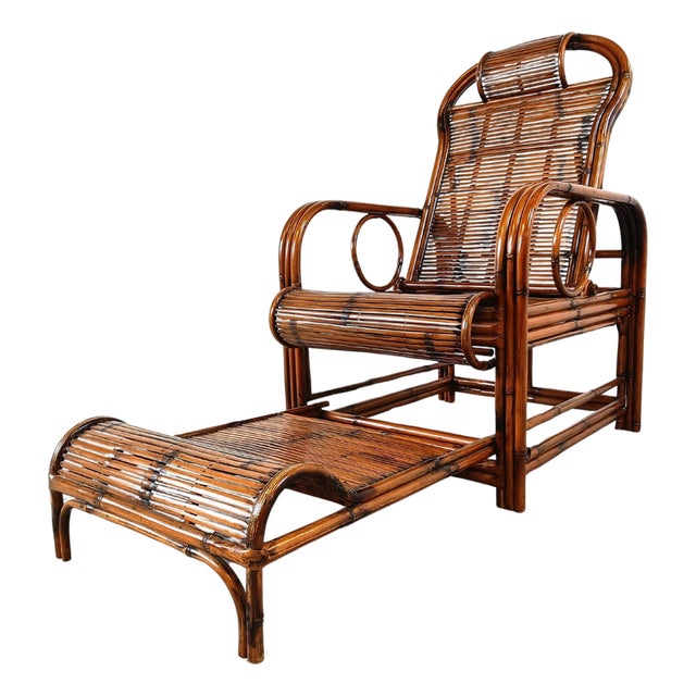 Mid-Century Rattan and Bamboo Garden Chair, 1950s For Sale