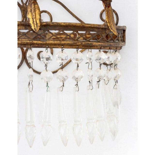Gold Mid 20th Century French Empire Style Gilt Wrought Iron Sconces, 2 For Sale - Image 8 of 10