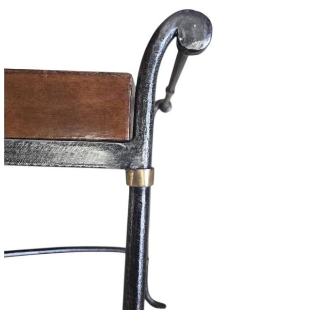 La Barge Rare Vintage La Barge Neoclassical Wrought Iron & Leather Coffee Table For Sale - Image 4 of 7