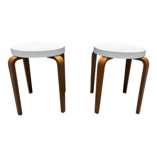 Pair of Thonet Bentwood and Bakelite Stacking Stools, Mid Century Modern For Sale