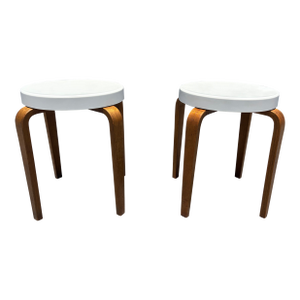 Pair of Thonet Bentwood and Bakelite Stacking Stools, Mid Century Modern