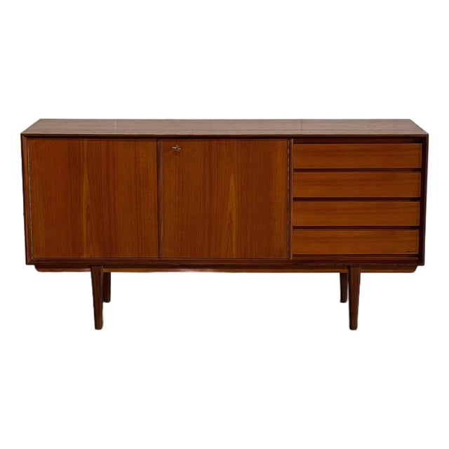 Teak Sideboard Credenza With Tapered Legs Crafted in Norway Mid-Century Modern 1960s For Sale