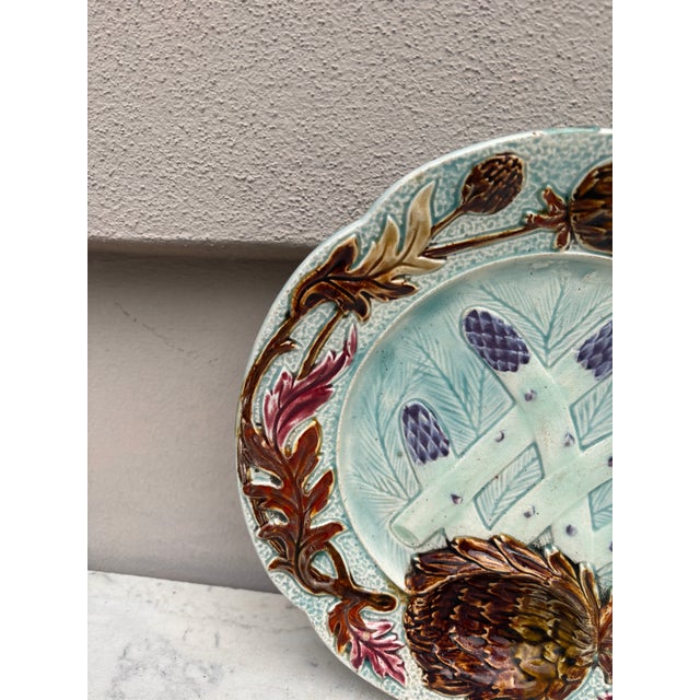 Orchies French Majolica Asparagus Plate Orchies, Circa 1890 For Sale - Image 4 of 8