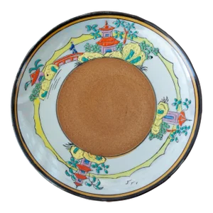 Vintage Pagoda Hand Painted Lustre Ware Plate, Made in Japan