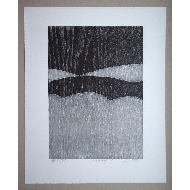 Franz Eggenschwiler ( 1930 - 2000 ) Lichtung II., 1992 Original woodcut in colors on BFK Rives France paper. Hand-signed,...