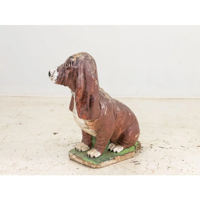 Cast Stone Blood Hound Dog Garden Ornament With Paint, Engand 1950s For Sale - Image 4 of 7