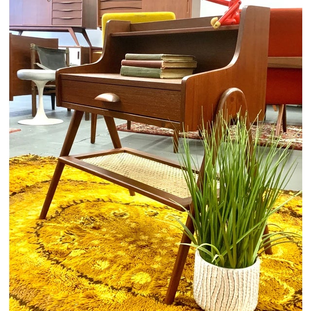 Mid-Century Modern 1960s Mid Century Modern Handcrafted Caned Teak Cabinet / Entryway Table For Sale - Image 3 of 10