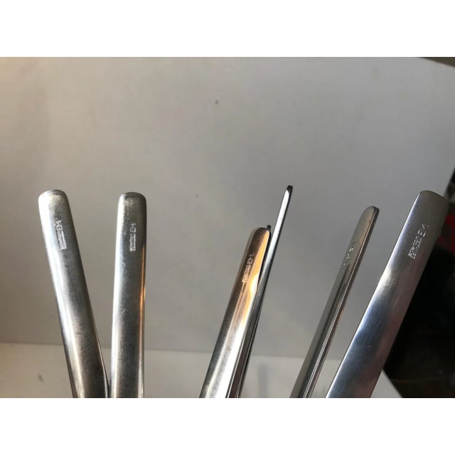 Scandinavian Modern Danish Steel Flatware Set by Erik Magnussen for Stelton, 1990s, Set of 8 For Sale - Image 4 of 7
