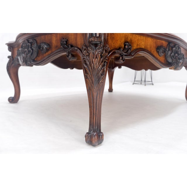Henredon Fine Large 44x54" Square Carved Flame Mahogany Coffee Table MINT For Sale - Image 6 of 15