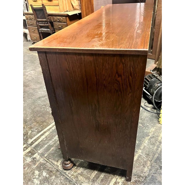 Antique Spanish Revival Oak Buffet or Credenza by J. L. Metz of Chicago