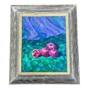 Original Still Life Oil Painting of Pomegranates by British Artist Noelle DeSantis