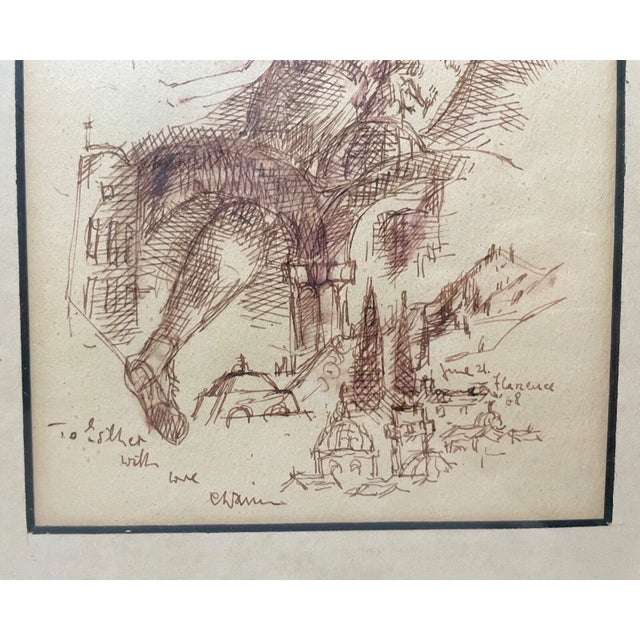 1960s Original 1968 Signed Chaim Gross Pen and Ink Drawing Abstract Surrealism Sketch For Sale - Image 5 of 12