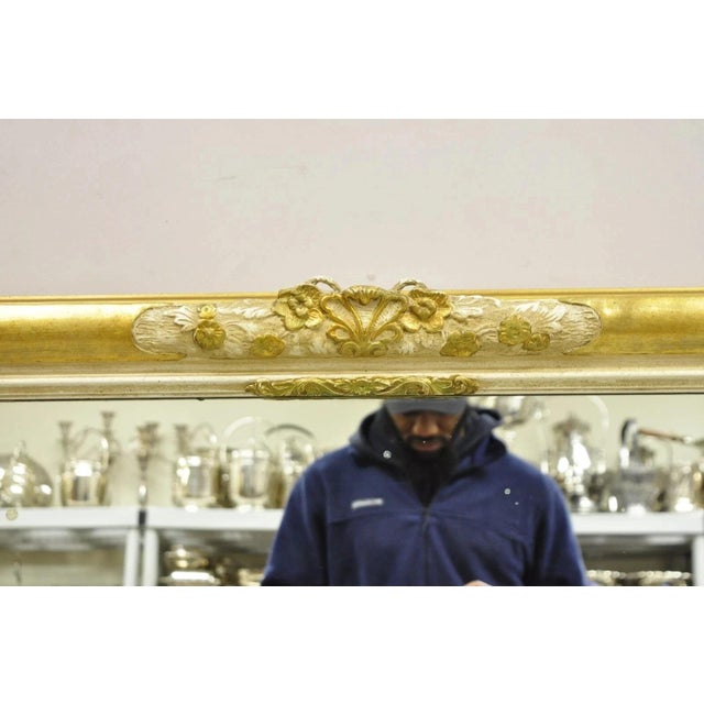 Hollywood Regency Vintage Fj Newcomb Italian Regency Style Gold Cream Gilt Rectangular Wall Mirror For Sale - Image 3 of 12