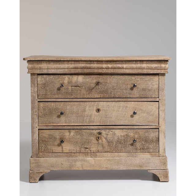Antique White 1880-1889 France Whitewashed Oak Whitewashed Oak Commode For Sale - Image 8 of 11