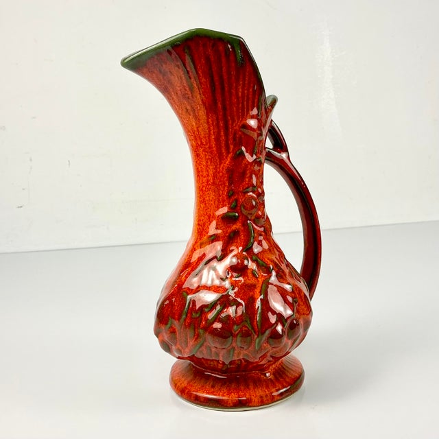 Mid-Century Boho Chic Mediterranean U-S-a Pottery Ewer Shaped Ceramic Vase Pitcher. For Sale - Image 15 of 15
