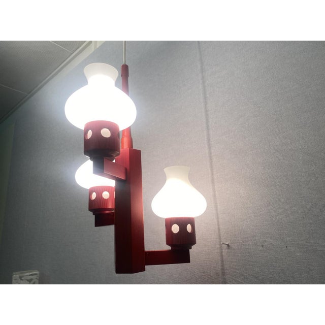 Vintage Danish Vitrika Chandelier in Wood and Glass, 1970s For Sale - Image 10 of 18