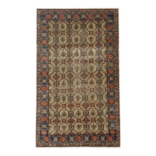Antique Cappadocia Turkish Rug 4x7 – Diamond Floral Geometric Design in Red & Blue For Sale