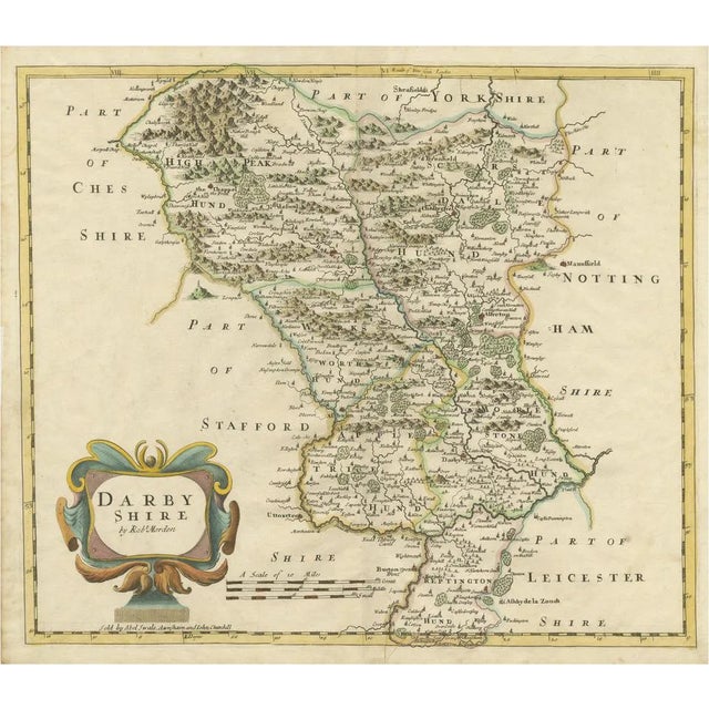 Antique County Map of Derbyshire For Sale