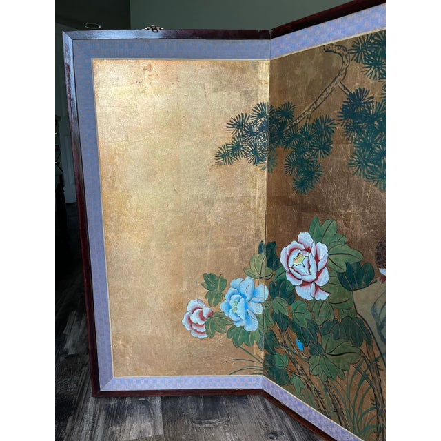 I wish I knew whose home this room divider was originally painted for- the mineral pigments that form the bright blues of...