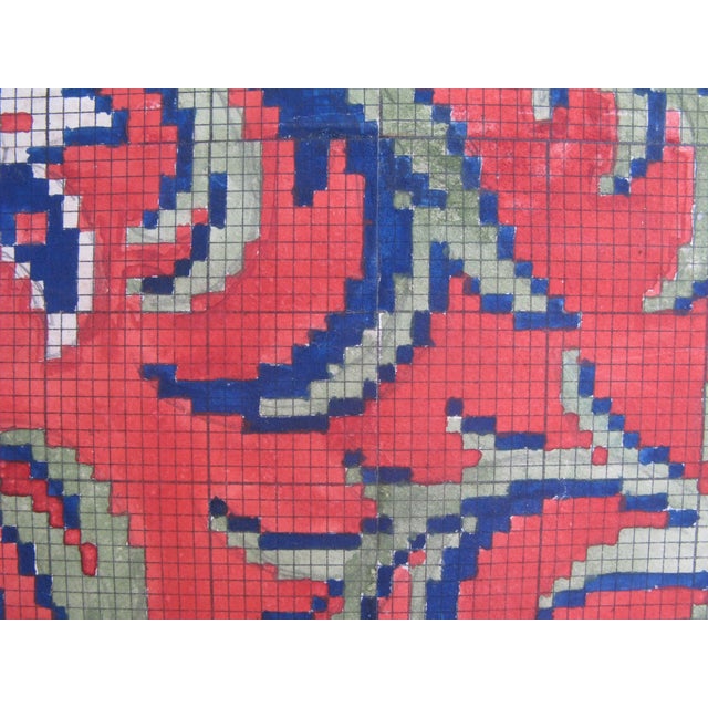 Paper Antique Textile Design Gouache on Paper For Sale - Image 7 of 8