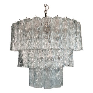 Large Three-Tier Murano Glass Tube Pendant Light from Venini, 1990s For Sale