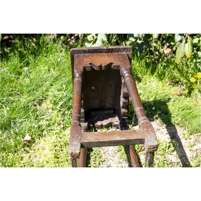Brown Antique English Rectangular Oak Joint Stool For Sale - Image 8 of 8
