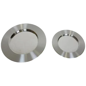 Two Timo Sarpaneva Scandinavian Modern Large Stainless Steel Chargers Platters