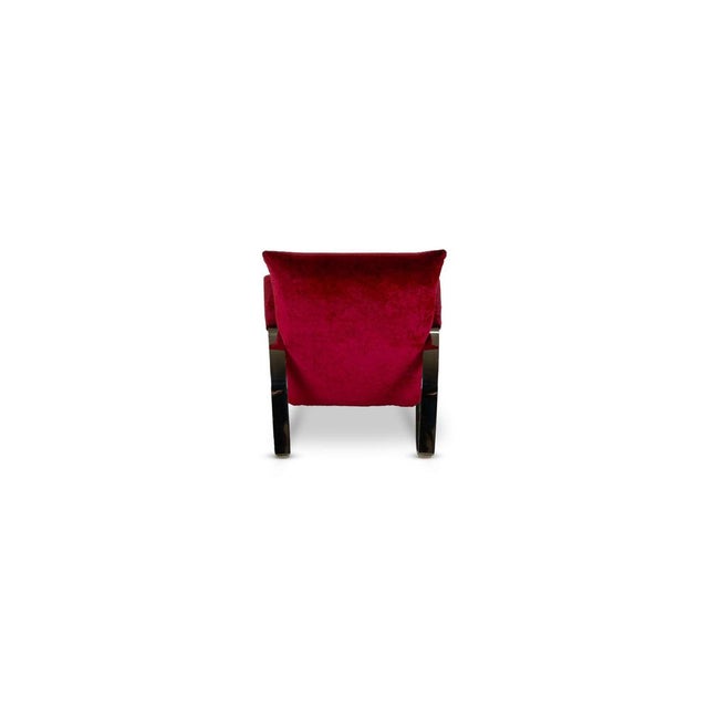 Red Highland Fabric Armchair with Stool from Bretz For Sale - Image 4 of 4